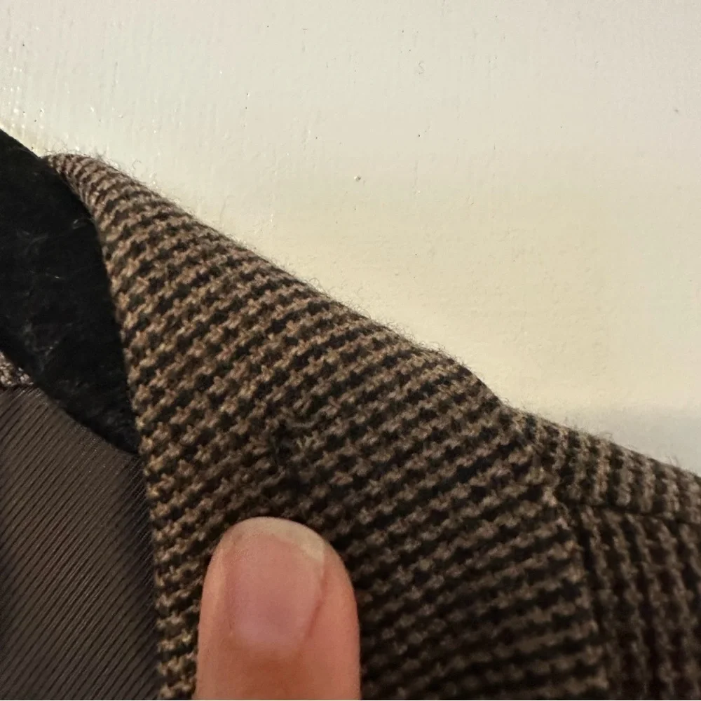 Bert Pulitzer Plaid Wool Blend Blazer Brown Two Button Mens 42